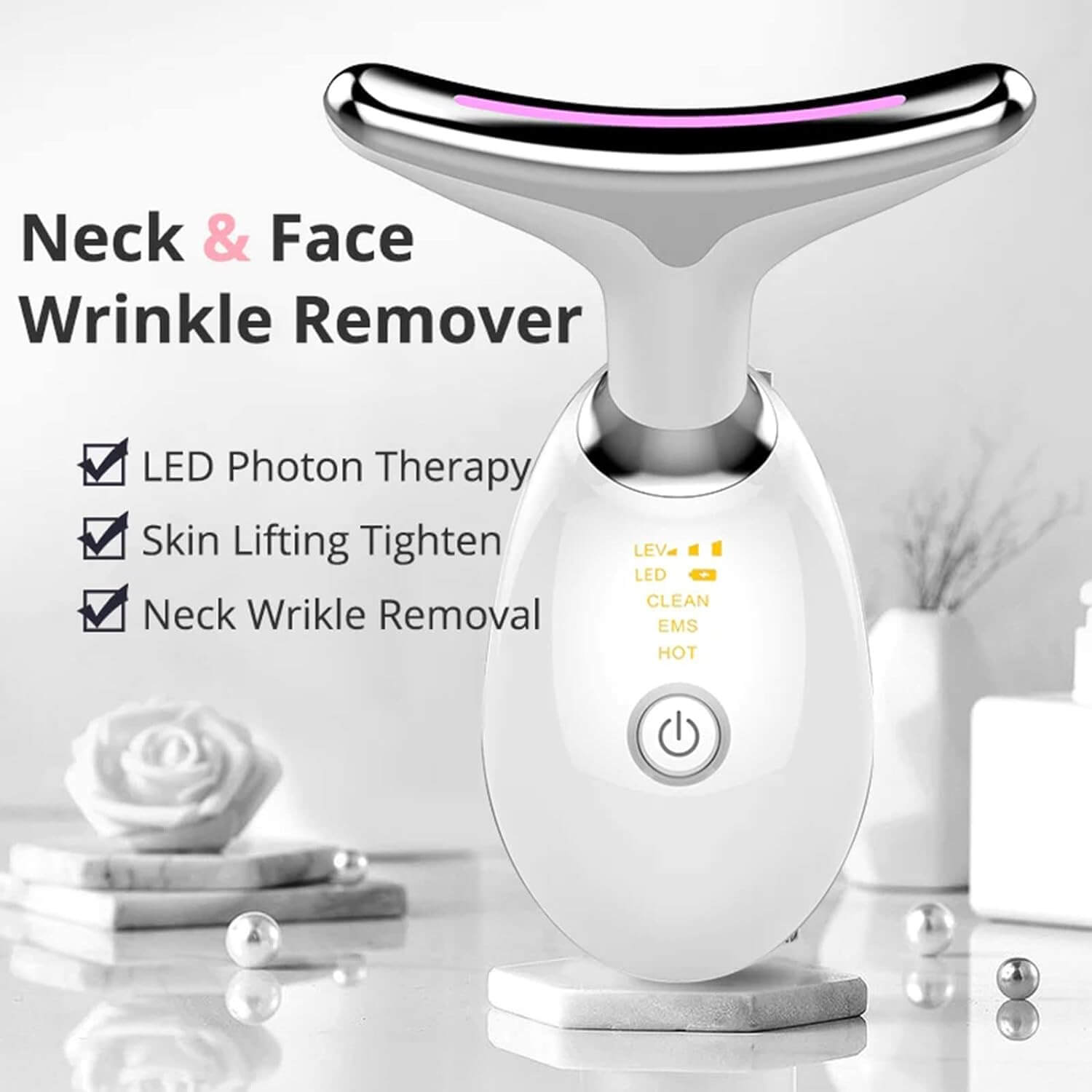 The White Neck Face Tightening Massager.